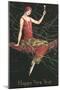 Happy New Year, Flapper with Champagne-null-Mounted Art Print