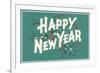 Happy New Year, Holly on Blue-Gray Background-null-Framed Art Print