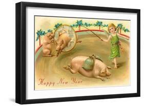 Happy New Year, Performing Pigs-null-Framed Art Print