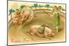 Happy New Year, Performing Pigs-null-Mounted Art Print