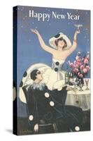 Happy New Year, Pierrot Celebrating-null-Stretched Canvas