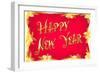 Happy New Year, Red and Gold-null-Framed Art Print