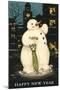 Happy New Year, Smiling Snowman-null-Mounted Art Print