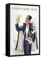 Happy New Year, Swell with Champagne-null-Framed Stretched Canvas