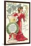 Happy New Year, Victorian Lady, Poem-null-Framed Art Print