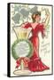 Happy New Year, Victorian Lady, Poem-null-Framed Stretched Canvas