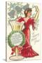 Happy New Year, Victorian Lady, Poem-null-Stretched Canvas