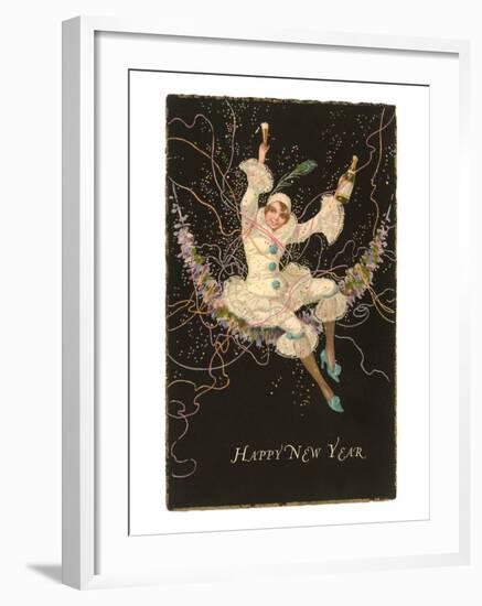 Happy New Year with Costumed Girl-null-Framed Art Print