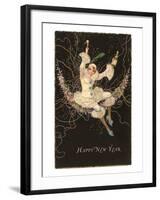 Happy New Year with Costumed Girl-null-Framed Art Print