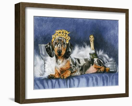 Happy New Year with Party Hat-Barbara Keith-Framed Giclee Print