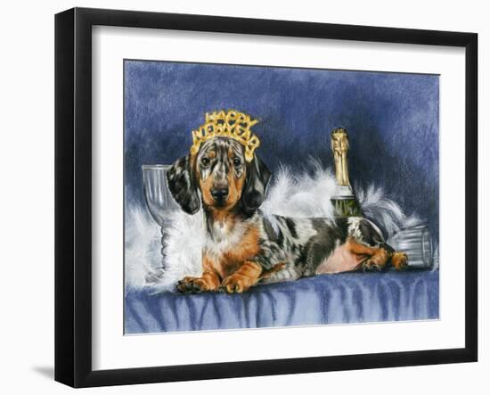 Happy New Year with Party Hat-Barbara Keith-Framed Giclee Print