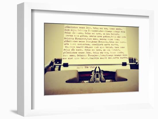 Happy New Year Written in Different Languages with an Old Typewriter, with a Retro Effect-nito-Framed Photographic Print