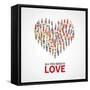 Happy People Community, Adult Persons Crowd in Heart Shape. All You Need is Love Vector Poster. Cro-MicroOne-Framed Stretched Canvas