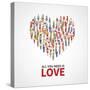 Happy People Community, Adult Persons Crowd in Heart Shape. All You Need is Love Vector Poster. Cro-MicroOne-Stretched Canvas