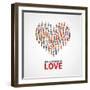 Happy People Community, Adult Persons Crowd in Heart Shape. All You Need is Love Vector Poster. Cro-MicroOne-Framed Art Print