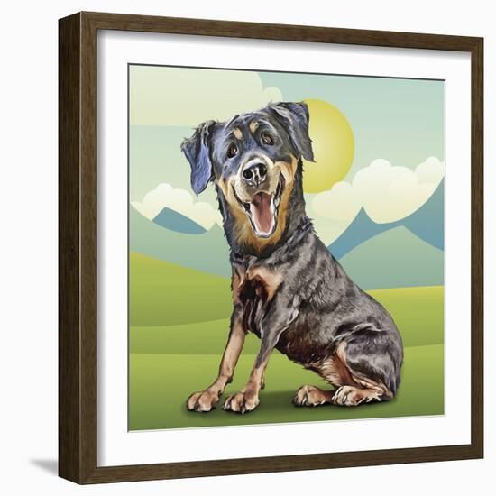 Happy Rottie-Kim Curinga-Framed Art Print