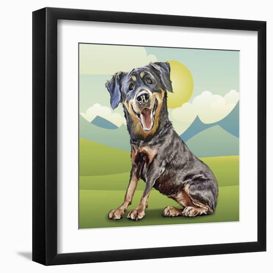 Happy Rottie-Kim Curinga-Framed Art Print