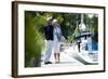 Happy Senior Couple Walking on a Dock in Summer-stefanolunardi-Framed Photographic Print