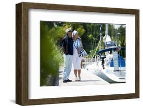 Happy Senior Couple Walking on a Dock in Summer-stefanolunardi-Framed Photographic Print