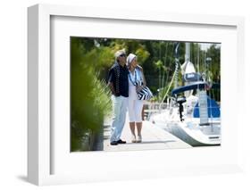 Happy Senior Couple Walking on a Dock in Summer-stefanolunardi-Framed Photographic Print