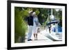 Happy Senior Couple Walking on a Dock in Summer-stefanolunardi-Framed Photographic Print