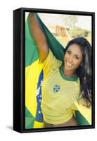 Happy Smiling Brazil Soccer Football Fan.... (Brazil World Cup Finals 2014)-BCFC-Framed Stretched Canvas