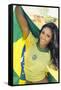 Happy Smiling Brazil Soccer Football Fan.... (Brazil World Cup Finals 2014)-BCFC-Framed Stretched Canvas