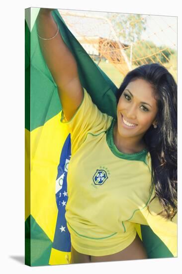 Happy Smiling Brazil Soccer Football Fan.... (Brazil World Cup Finals 2014)-BCFC-Stretched Canvas
