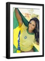 Happy Smiling Brazil Soccer Football Fan.... (Brazil World Cup Finals 2014)-BCFC-Framed Premium Photographic Print