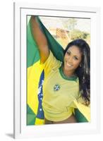 Happy Smiling Brazil Soccer Football Fan.... (Brazil World Cup Finals 2014)-BCFC-Framed Photographic Print