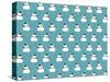 Happy Snow Man Turquoise Pattern 1-Anne Cote-Stretched Canvas