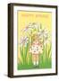 Happy Spring, Cute Little Girl with Big White Flowers-null-Framed Art Print