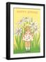 Happy Spring, Cute Little Girl with Big White Flowers-null-Framed Art Print