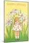 Happy Spring, Cute Little Girl with Big White Flowers-null-Mounted Art Print