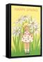Happy Spring, Cute Little Girl with Big White Flowers-null-Framed Stretched Canvas