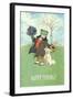 Happy Spring, Dressed Frog and Dog-null-Framed Art Print