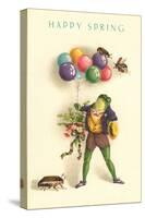 Happy Spring, Frog with Balloons-null-Stretched Canvas