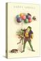 Happy Spring, Frog with Balloons-null-Stretched Canvas