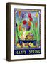 Happy Spring garden flag-Cheryl Bartley-Framed Giclee Print