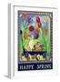 Happy Spring garden flag-Cheryl Bartley-Framed Giclee Print