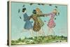 Happy Spring, Girls Playing Ring Around Rosie-null-Stretched Canvas