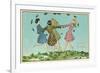 Happy Spring, Girls Playing Ring Around Rosie-null-Framed Premium Giclee Print