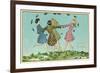 Happy Spring, Girls Playing Ring Around Rosie-null-Framed Premium Giclee Print