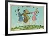 Happy Spring, Girls Playing Ring Around Rosie-null-Framed Premium Giclee Print