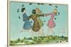 Happy Spring, Girls Playing Ring Around Rosie-null-Stretched Canvas