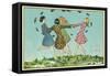 Happy Spring, Girls Playing Ring Around Rosie-null-Framed Stretched Canvas