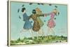 Happy Spring, Girls Playing Ring Around Rosie-null-Stretched Canvas