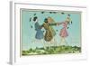 Happy Spring, Girls Playing Ring Around Rosie-null-Framed Art Print