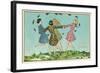 Happy Spring, Girls Playing Ring Around Rosie-null-Framed Art Print