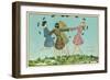 Happy Spring, Girls Playing Ring Around Rosie-null-Framed Art Print